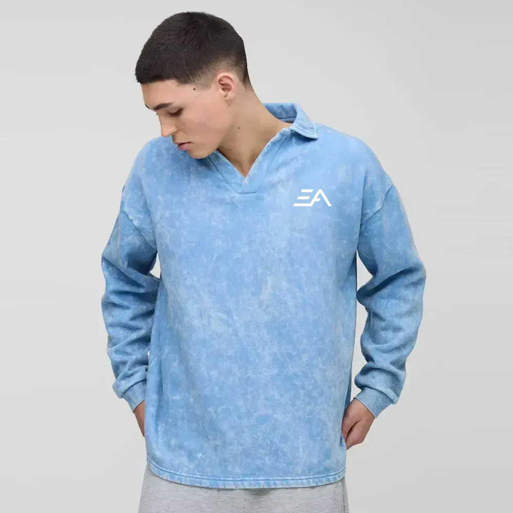 Oversized Textured Revere Polo
