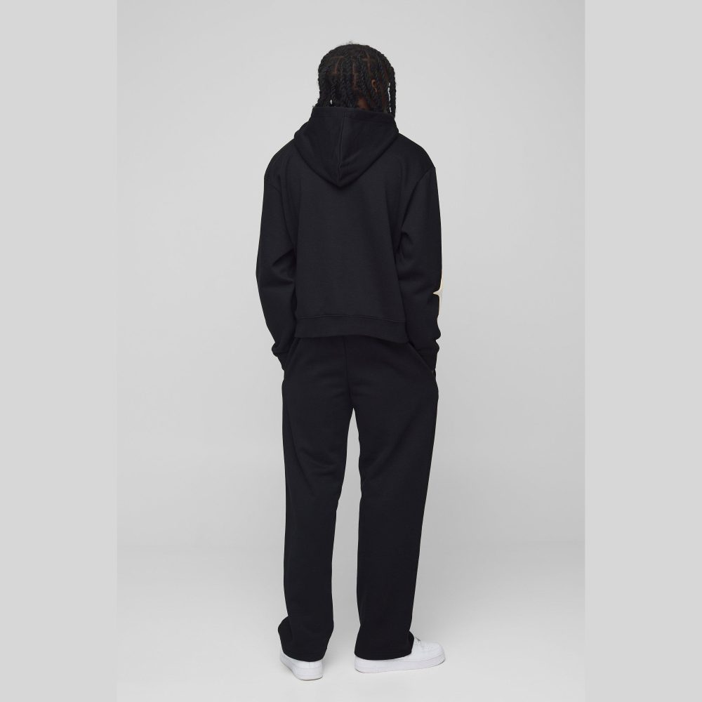 Regular Fit Man Graphic Flared Stacked Hooded Tracksuit - Image 2