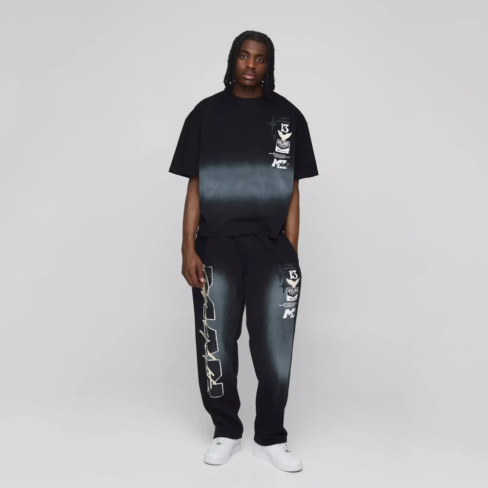 Oversized Worldwide Cross Zip Hooded Short Tracksuit